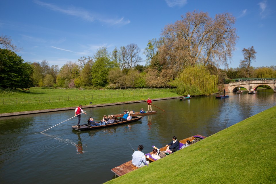 Punts are out in force today on the River Cam at Cambridge