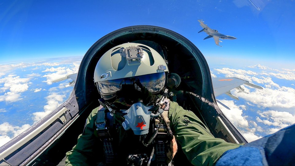 A Chinese pilot taking part in the weekend drills around Taiwan