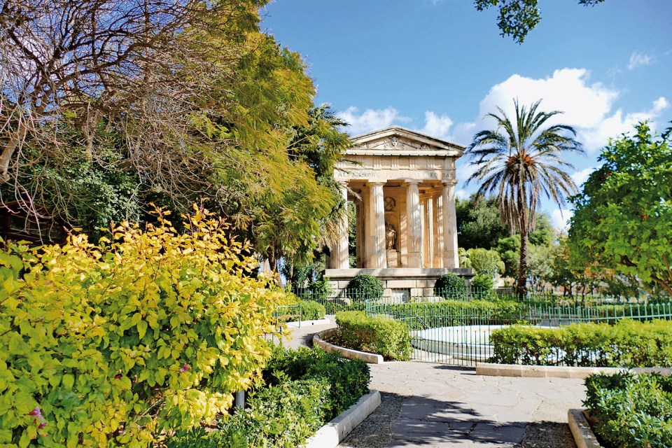 Valletta - Malta. Frontal view of Upper Barrakka Gardens