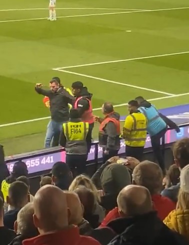 The supporter was escorted away by stewards