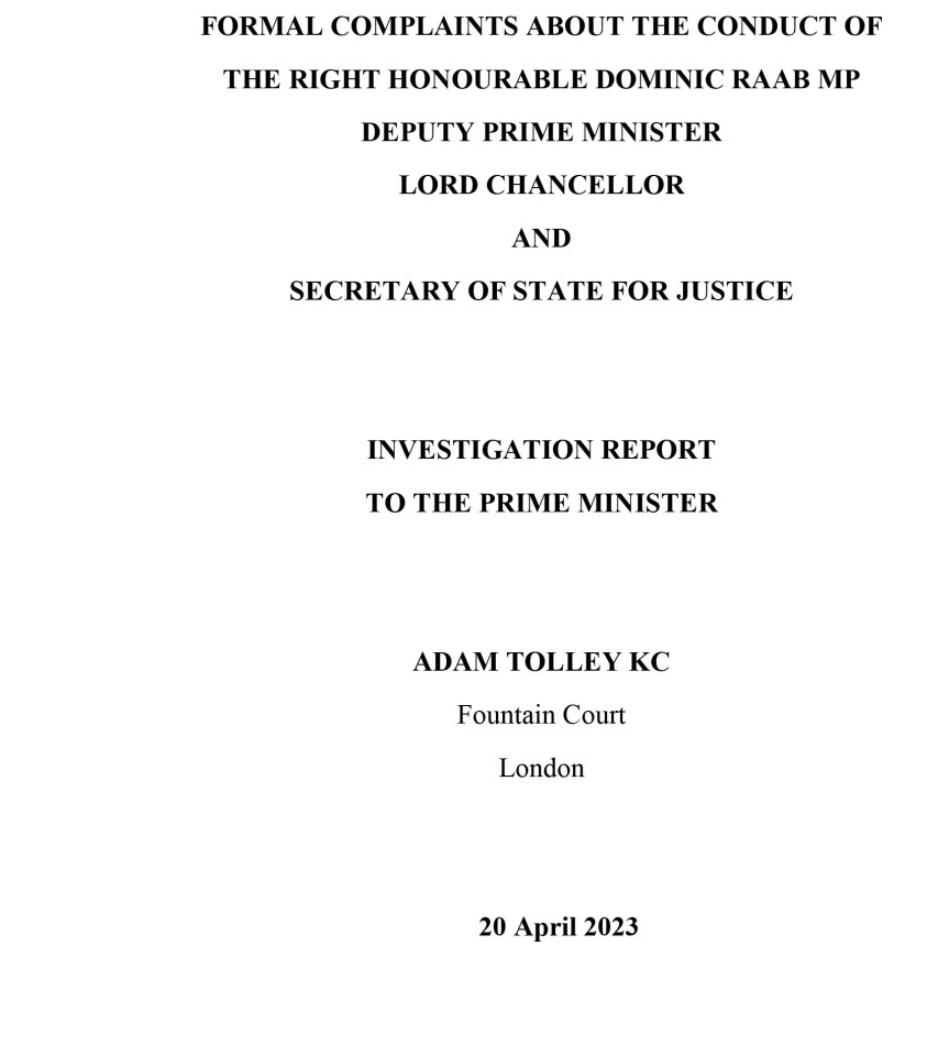 The long-awaited investigation into bullying allegations against Dominic Raab was published today