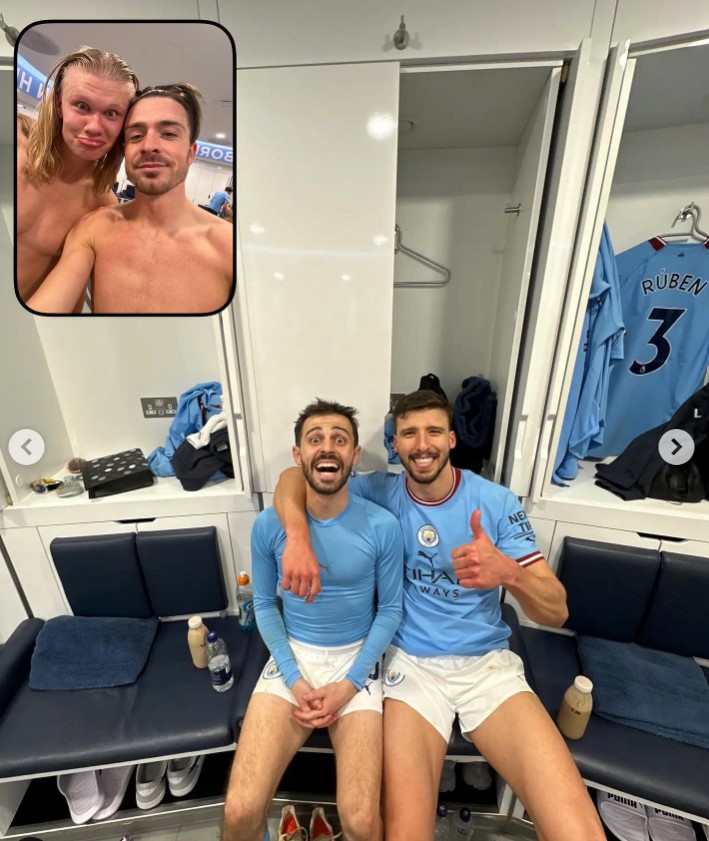 Bernardo Silva and Ruben Dias also celebrated the huge win