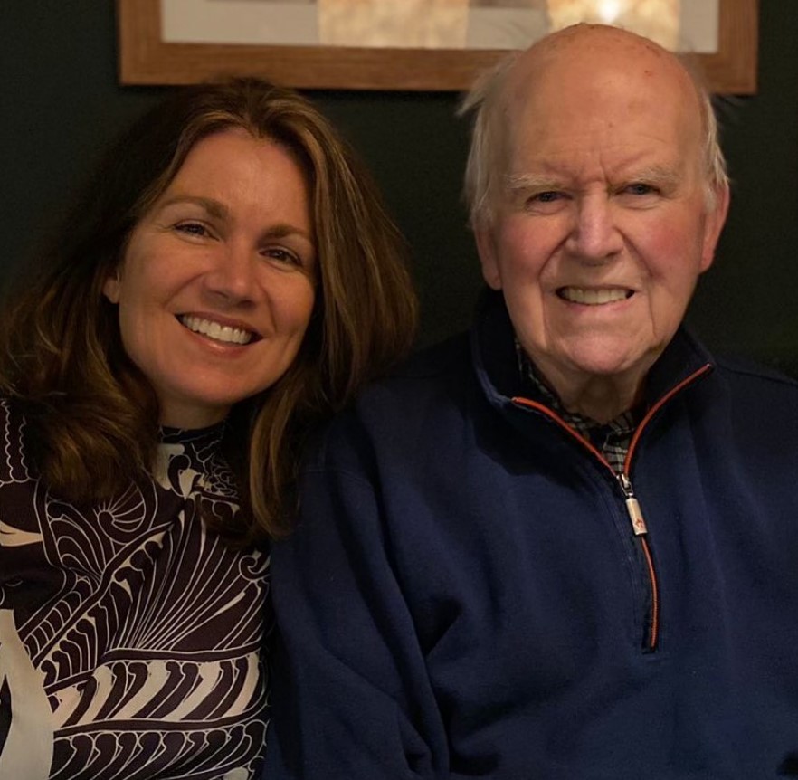 Susanna went make-up free for dinner with her dad