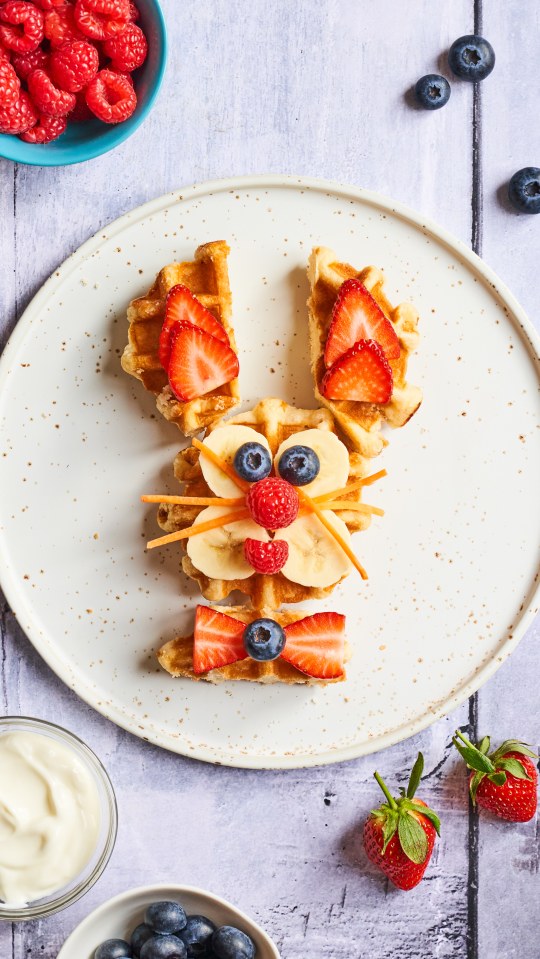 Try making these adorable bunny-shaped waffles