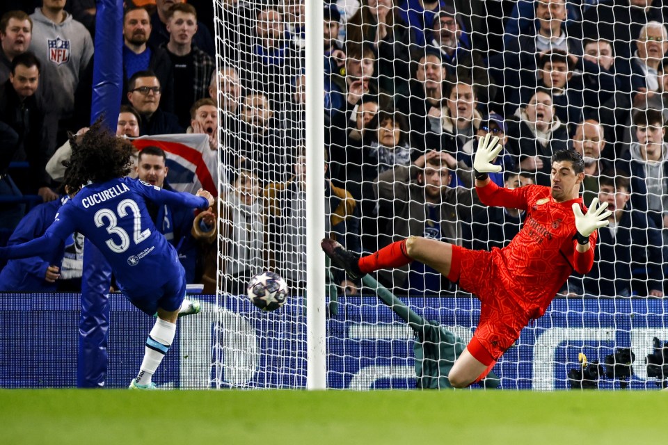 Thibaut Courtois produced a great save against Marc Cucurella