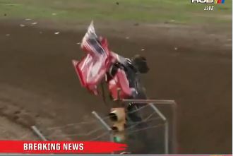 Alex Bowman's car catapulted through the air after being clipped