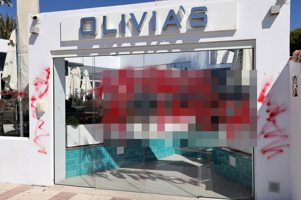 Vandals sprayed graffiti on Wright's Costa del Sol restaurant