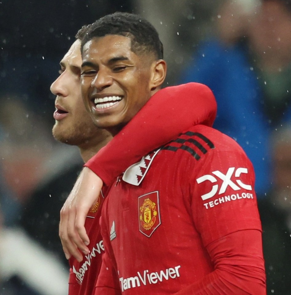 Marcus Rashford was all smiles after ending his mini goal drought