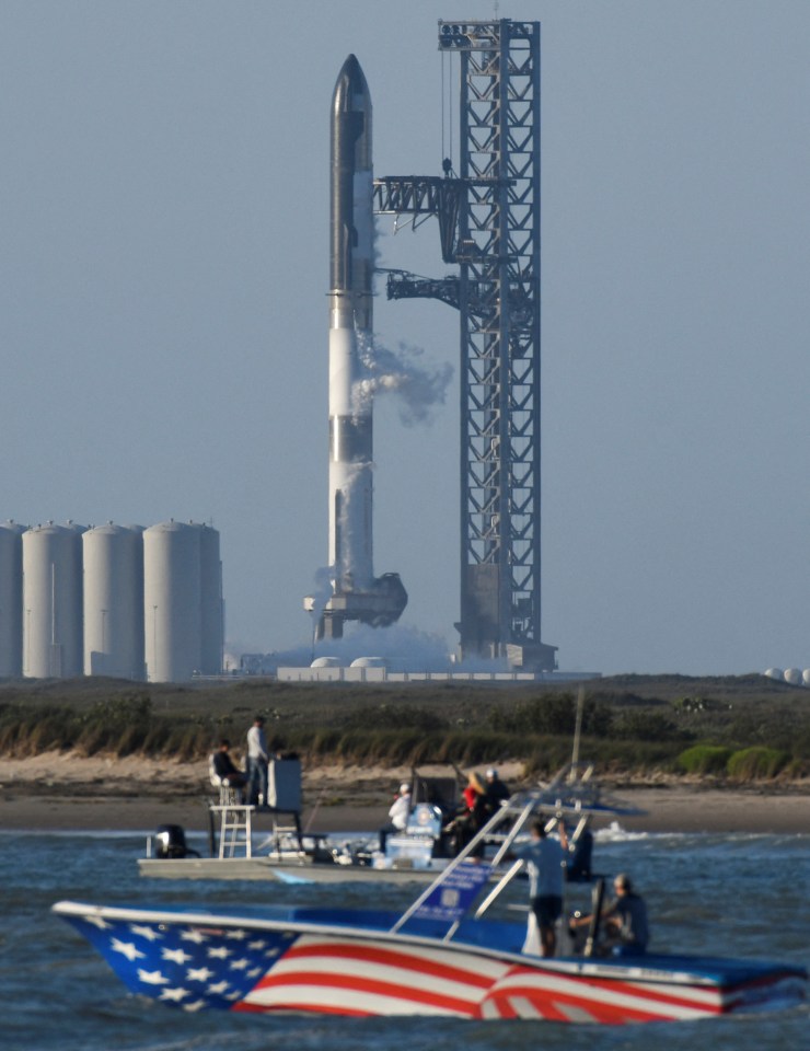 Starship getting ready for launch at Starbase, in Texas, the US