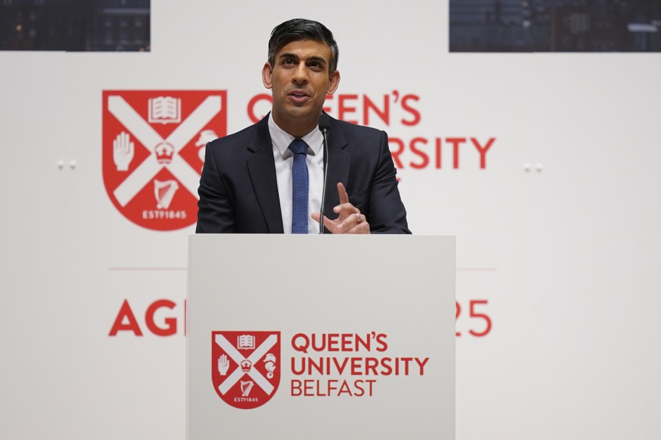 Rishi Sunak urged unionist politicians to return to Stormont at a keynote speech in Belfast today