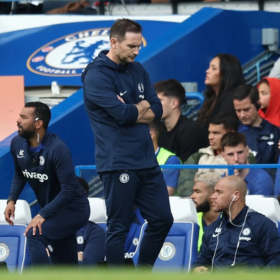 Interim Chelsea boss Frank Lampard looks on in defeat