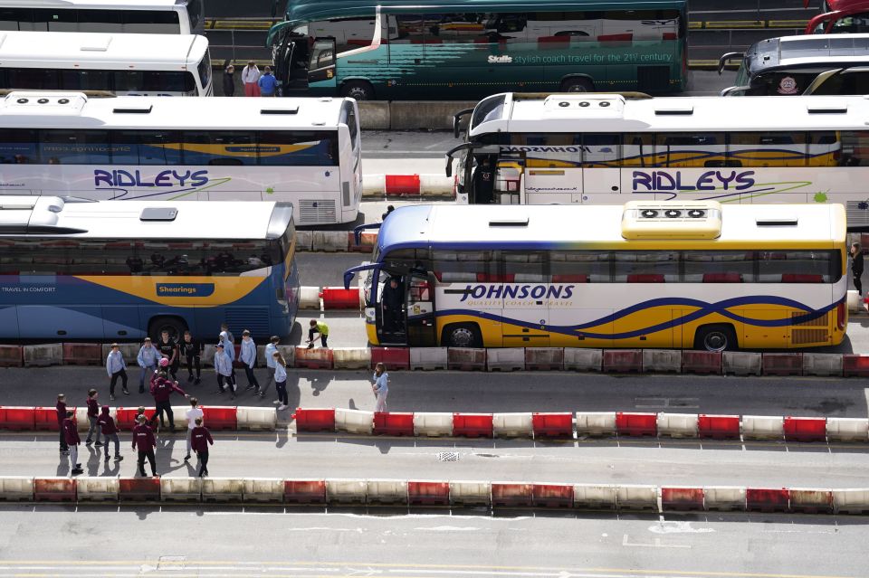 Coachloads of tourists have been stuck waiting