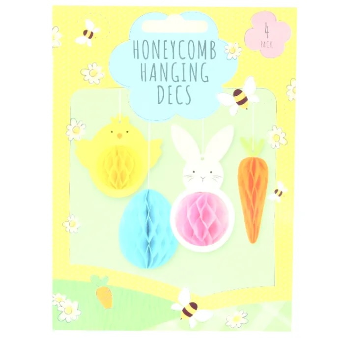 These honeycomb hanging decorations are perfect for a budget Easter makeover