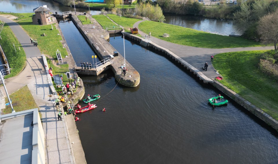 Emergency services at the scene where the teenager was pulled from the water