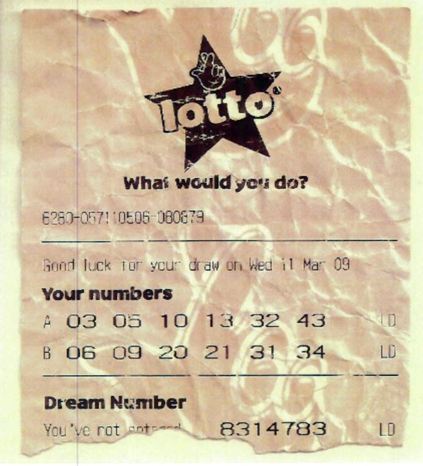 The fake National Lottery ticket that he used to claim £2.5million