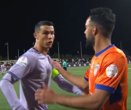 Cristiano Ronaldo was involved in a furious row with Al Feiha's players last night