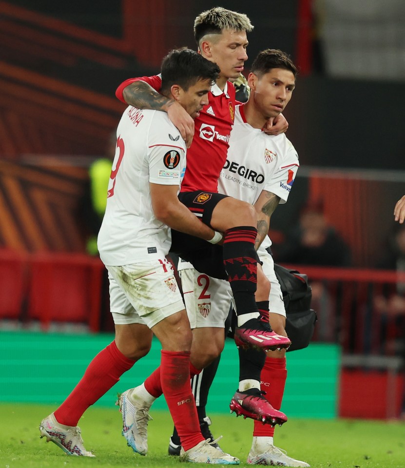 Lisandro Martinez was in tears as he was carried off late on