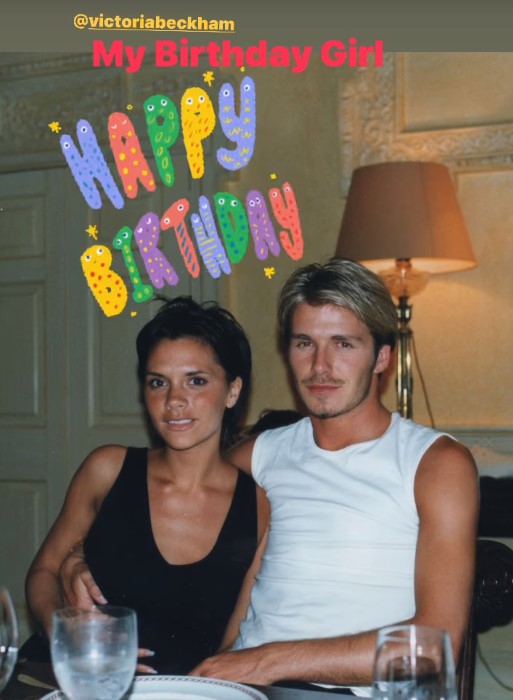 David shared a series of throwback snaps of the Spice Girl for her special day