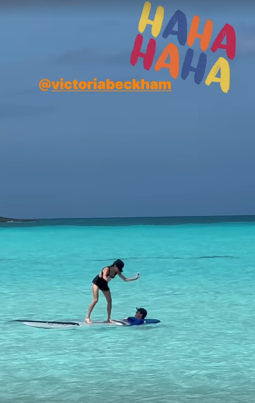 David quipped 'this isn't going to end well' as he filmed Victoria attempting to paddleboard