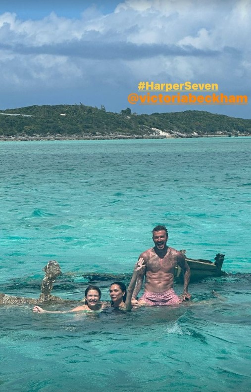 The pair are on a loved-up family holiday to celebrate Victoria's 49th birthday