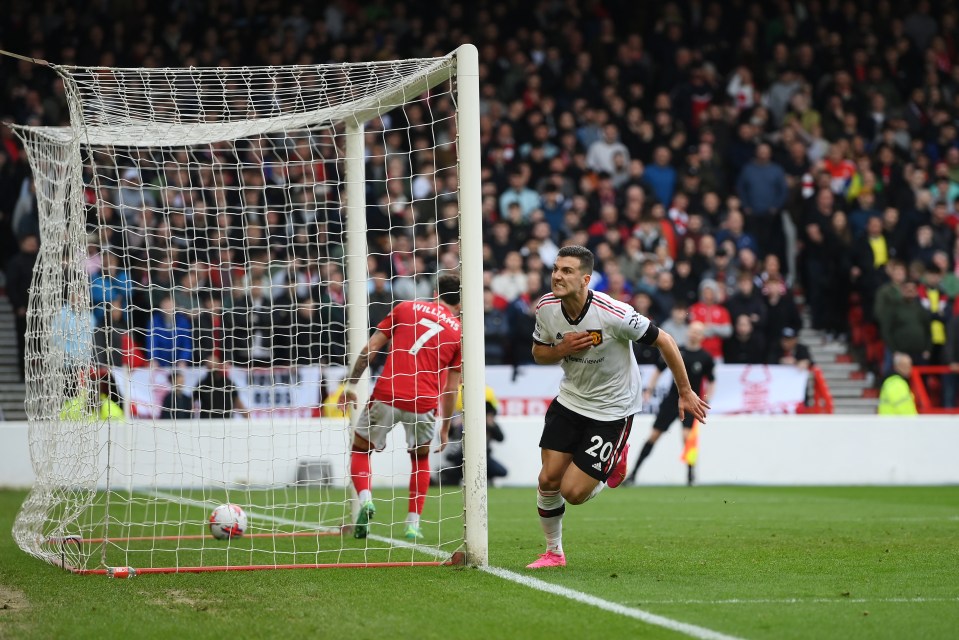 Diogo Dalot performed a staggering five goal celebrations after netting against Forest