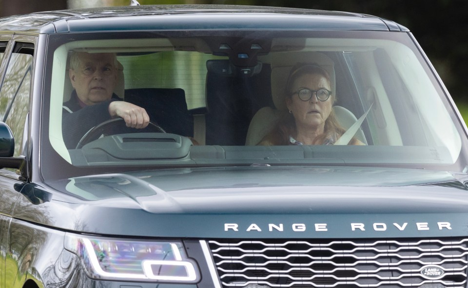 The Duke and Duchess of York leaving their Royal Lodge home yesterday