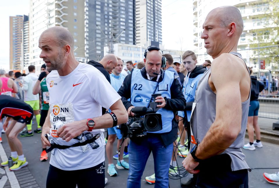 Arjen Robben, right, has turned his hand to marathon running