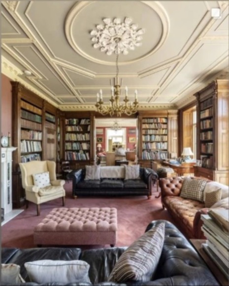 The library in the home is simply stunning