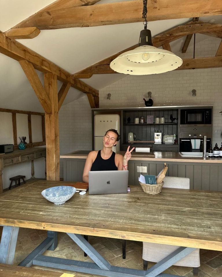 Ferne got stuck into some work at the large dining table during the staycation