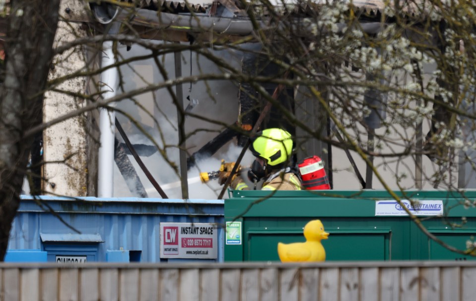 Firefighters attended the film set to battle the blaze