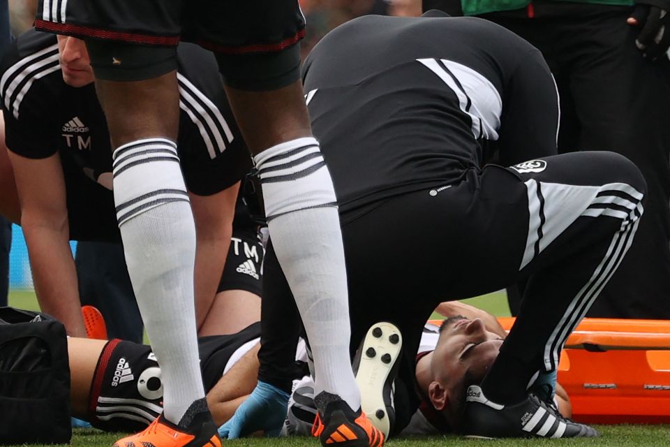 Pereira was stretchered off with a suspected broken leg