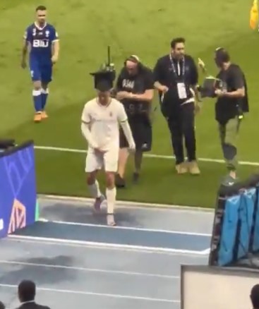 Cristiano Ronaldo grabbed his crotch while leaving the field