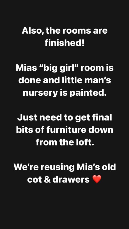 The mum-to-be revealed that her children's rooms are finished