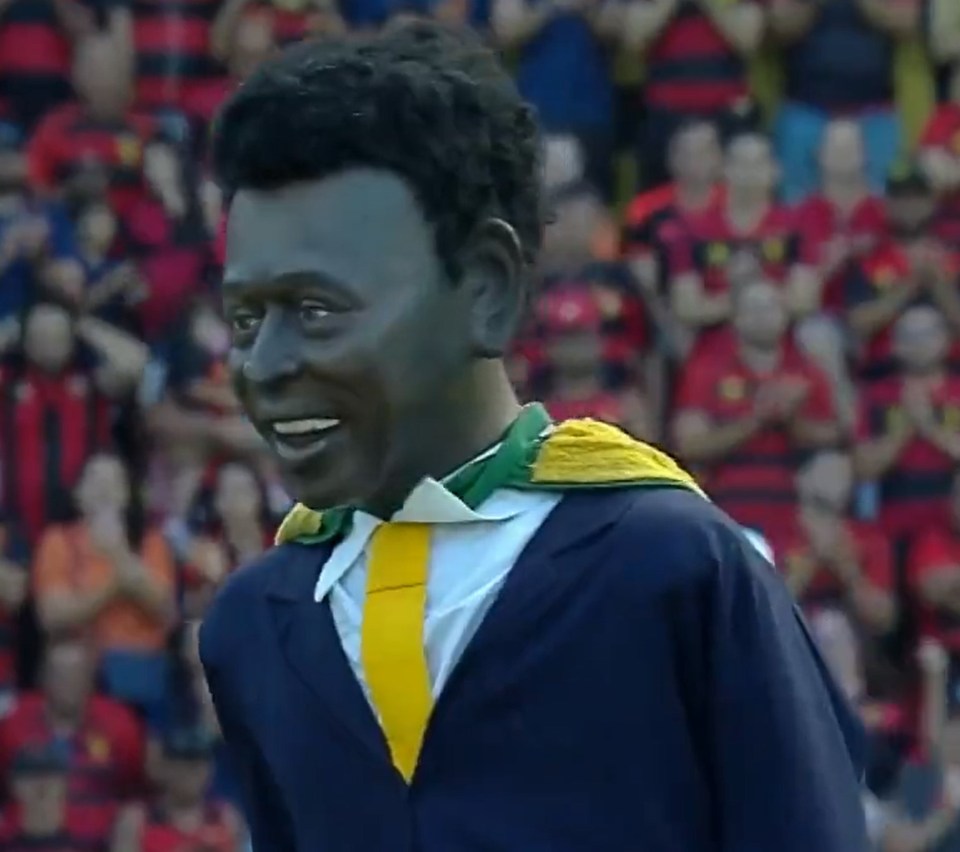 The huge doll was on show before a cup final in Brazil