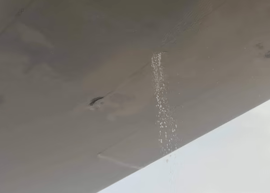 Fuel is seen spewing from one of the plane’s tanks