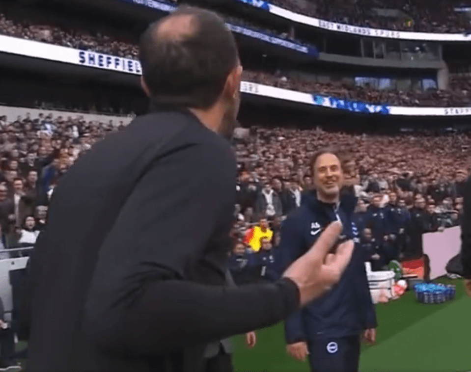 Brighton coach Andrea Maldera giggled in the face of Cristian Stellini