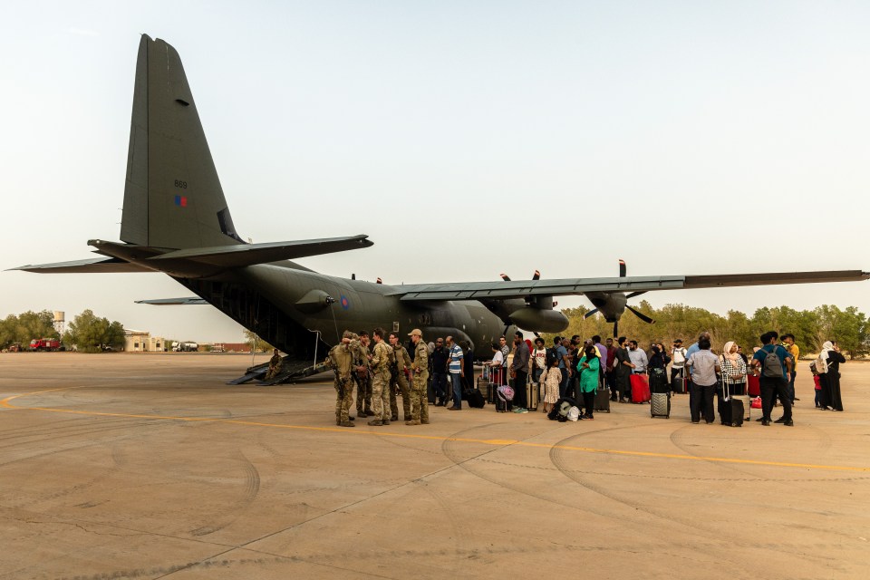 Brit nationals boarding an RAF aircraft