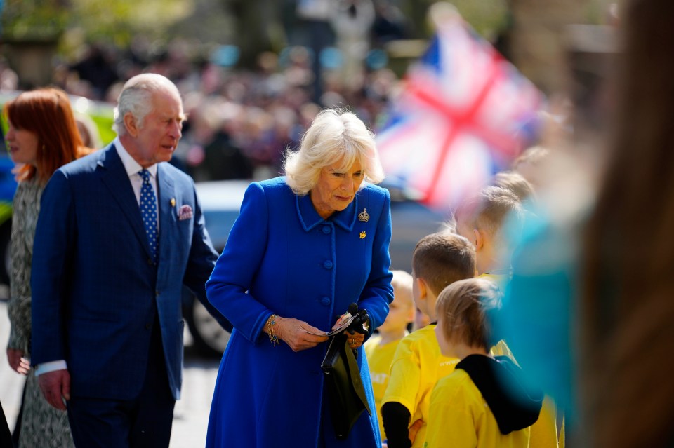 Camilla chatted to youngsters outside