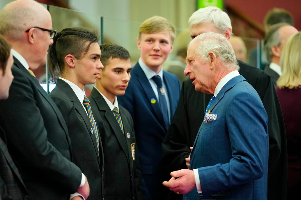 Inside the library the King spoke to teens