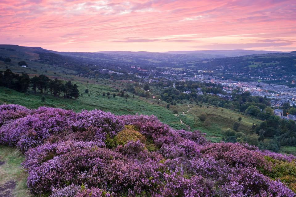 Sunset views from the picturesque Ilkley Moor in Yorkshire