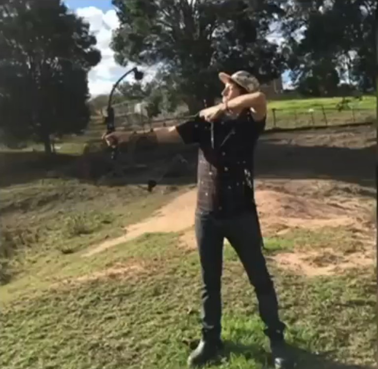 Dope-smoking drifter Bourke poses with a bow before the September 2020 attack