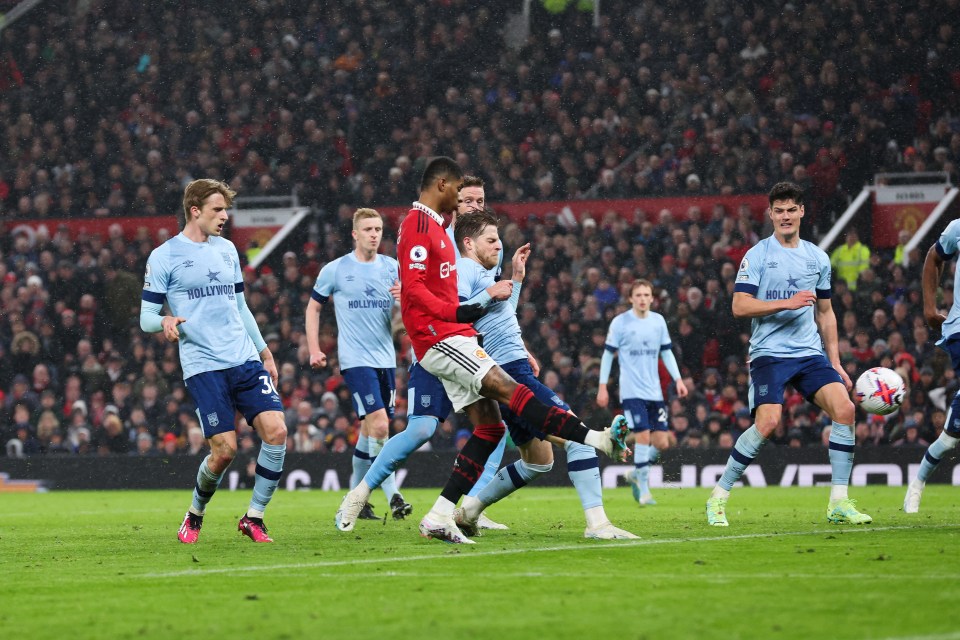 The Manchester United forward half-volleyed home in style