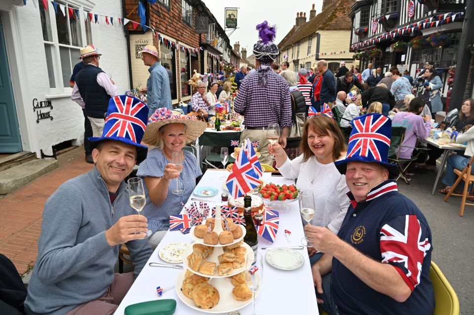 People at a street party in Alfriston, East Sussex, for the Queen's Jubilee celebrations