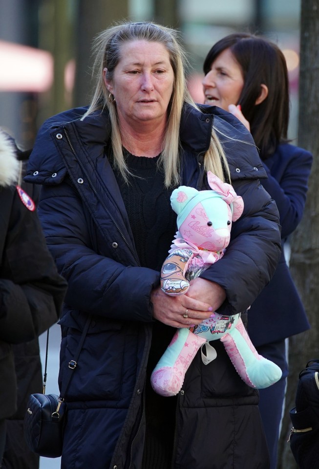 Olivia's mother Cheryl Korbel arriving at Manchester Crown Court