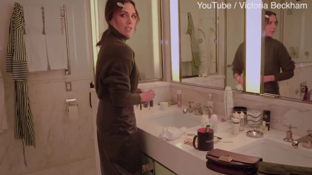 Posh Spice revealed her cluttered bathroom area