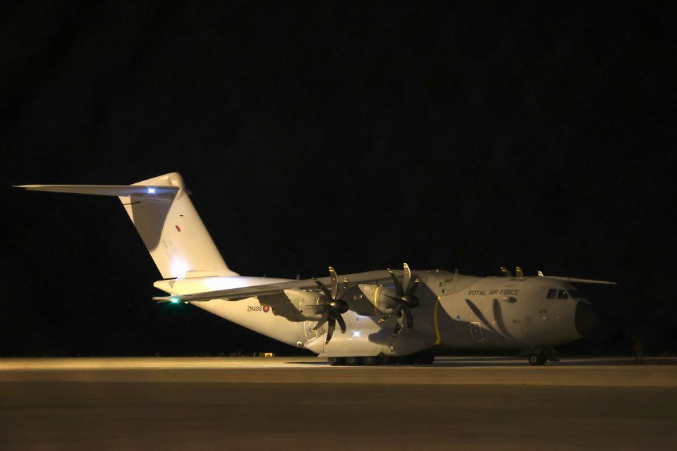 The first Royal Air Force evacuation flight has landed safely in Cyprus