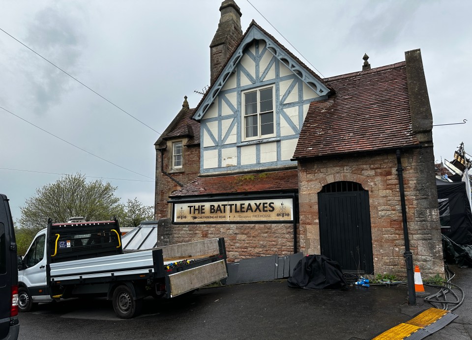 A pub called The Battleaxes, is being used to film The Rivals