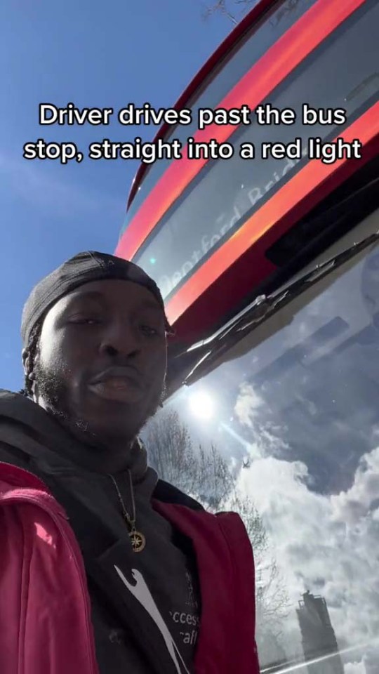 Seun stood in front of the bus when it came to a stop at a red light and he refused to move