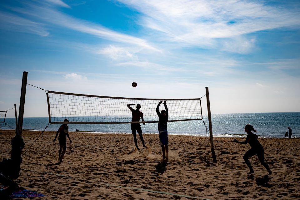 The weather could be ideal for a trip to the beach, like this group enjoyed in Bournemouth, Dorset enjoyed on April 8