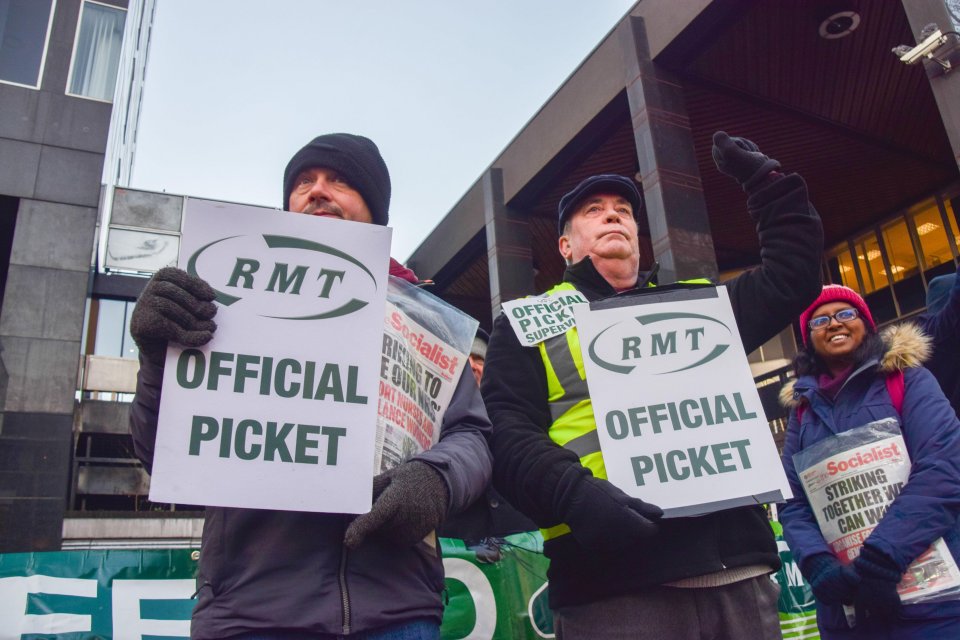 As trade union bullies plot more strikes, their contempt for Brits becomes increasingly clear (stock picture of RMT picket line)